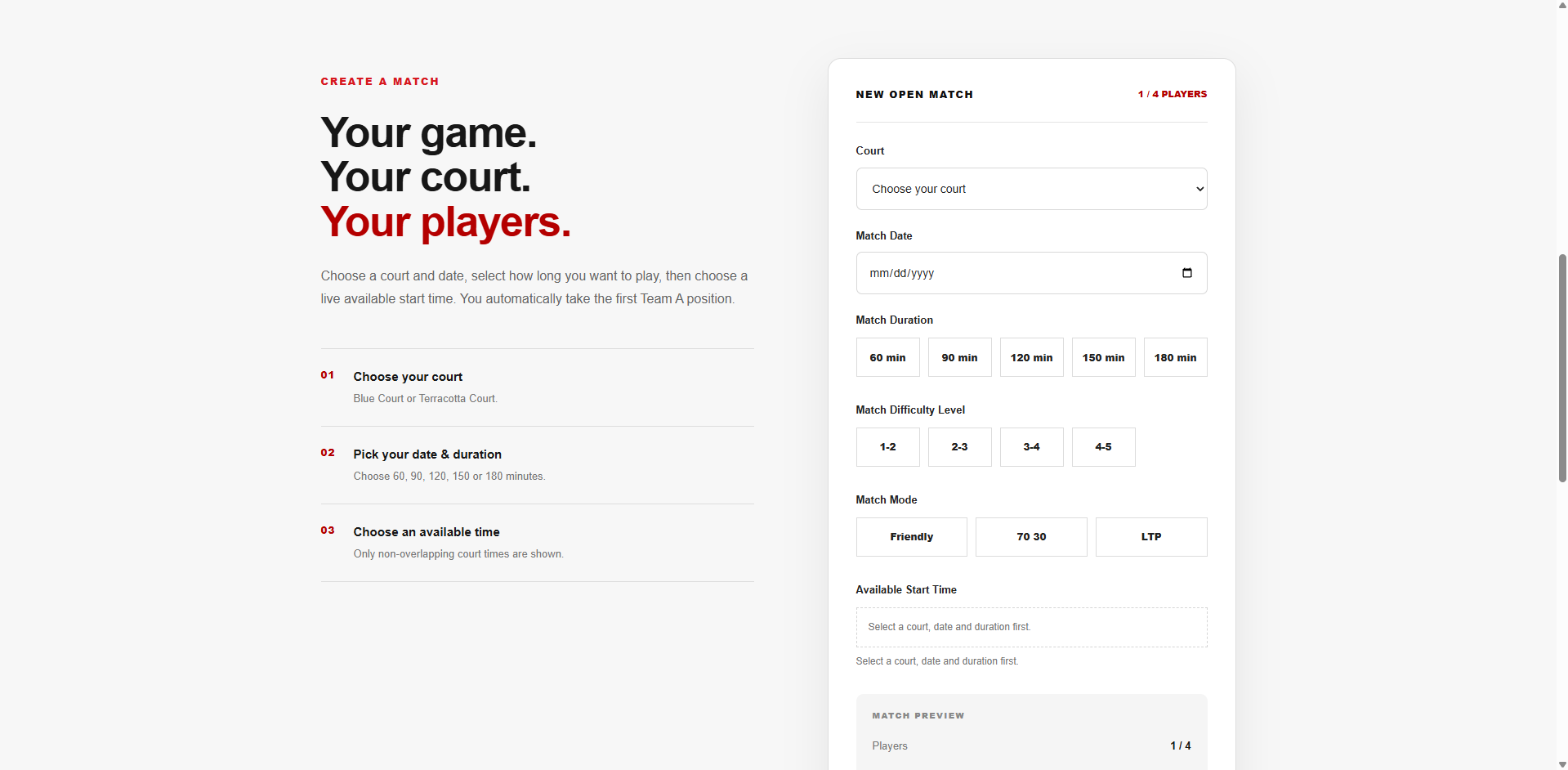 The Padel Range website screenshot 3