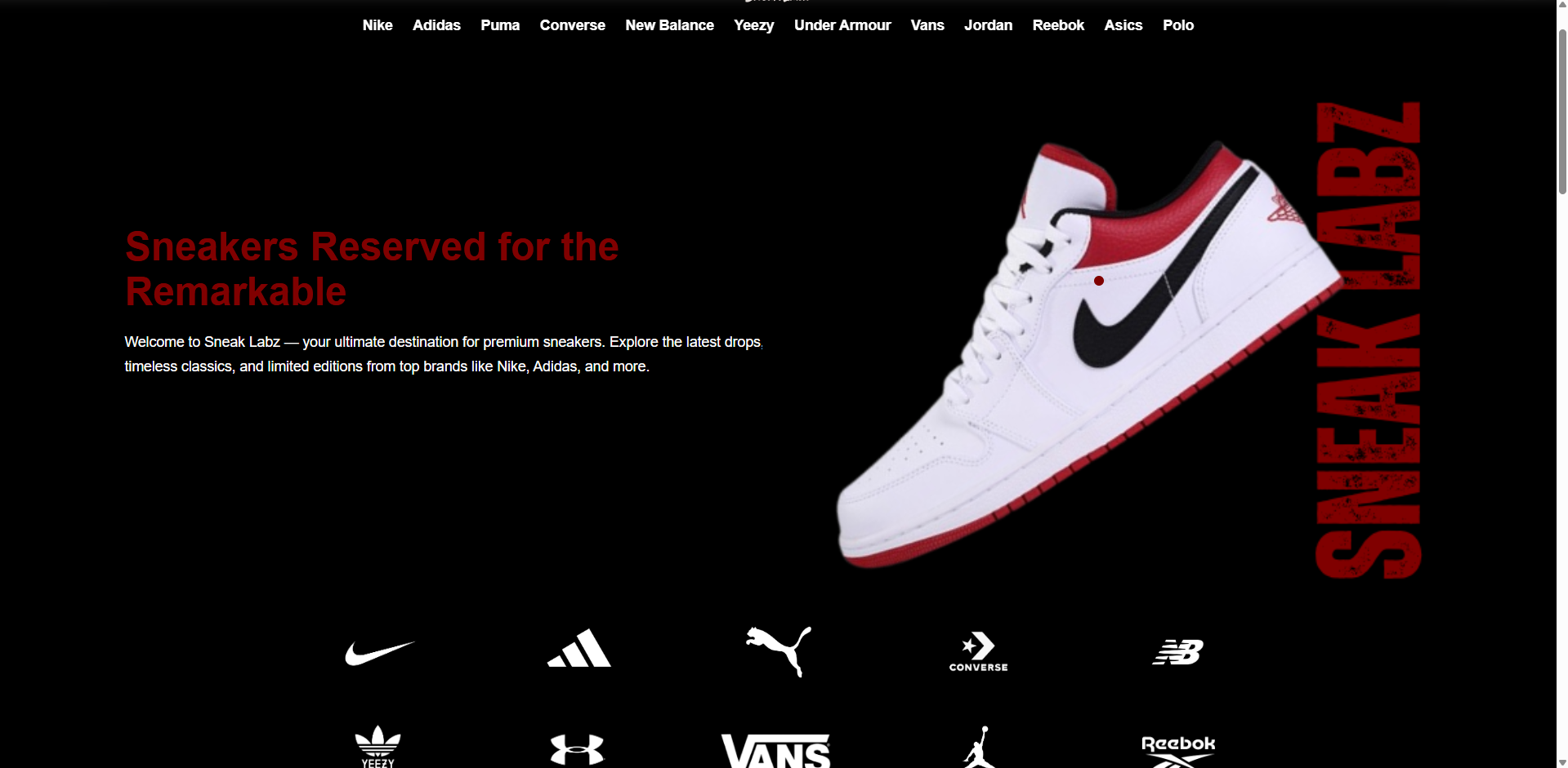 Sneak Labz website screenshot 1